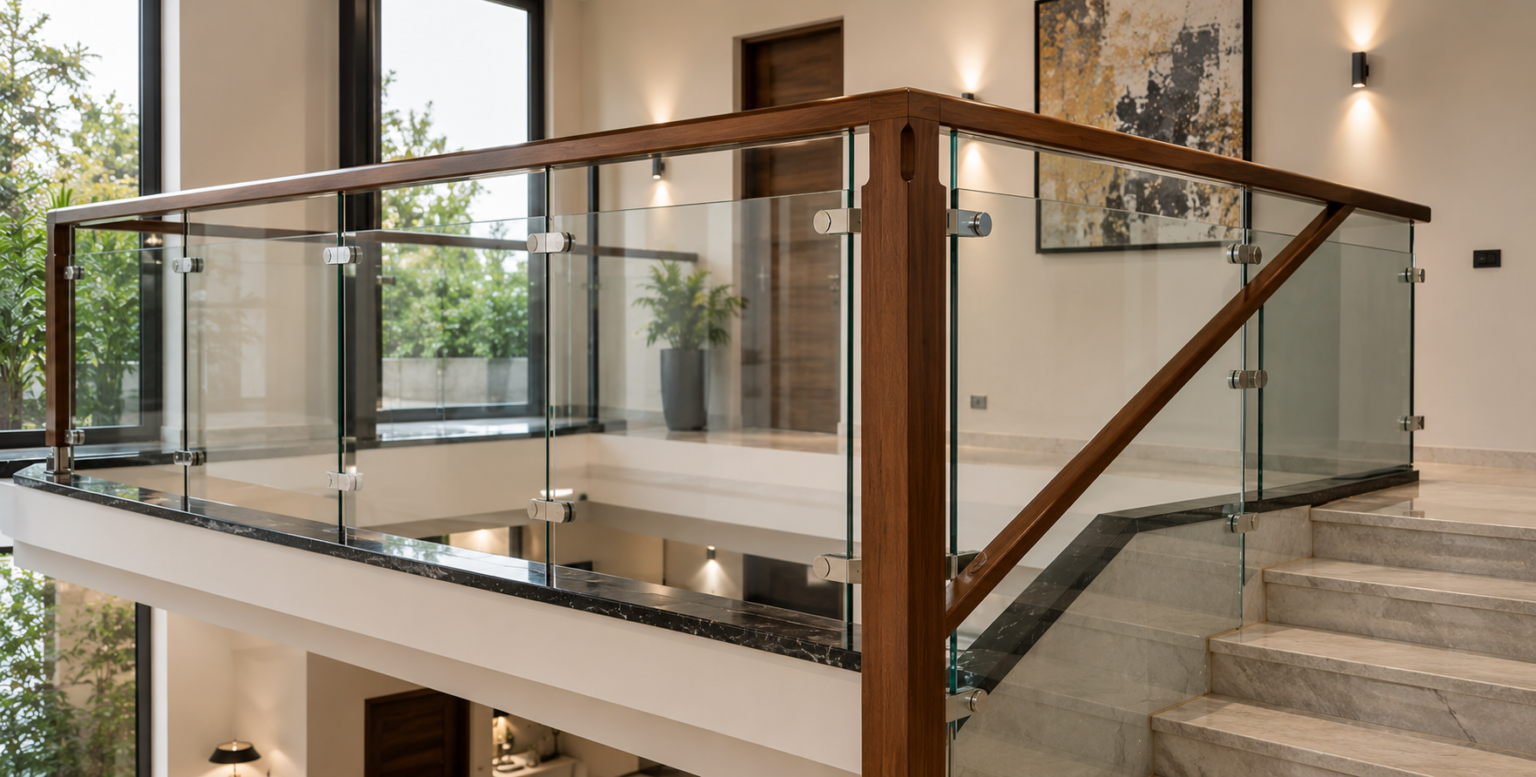 Wooden glass railing (1)